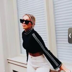 Altar'd State Black and White Turtleneck Sweater